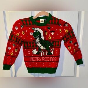 Disney Pixar Toy Story 4T sweater Merry Rex-mas red Green Dinosaur Christmas